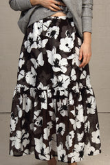 Spring 2021 Black & White Floral Mirage Skirt - xsm