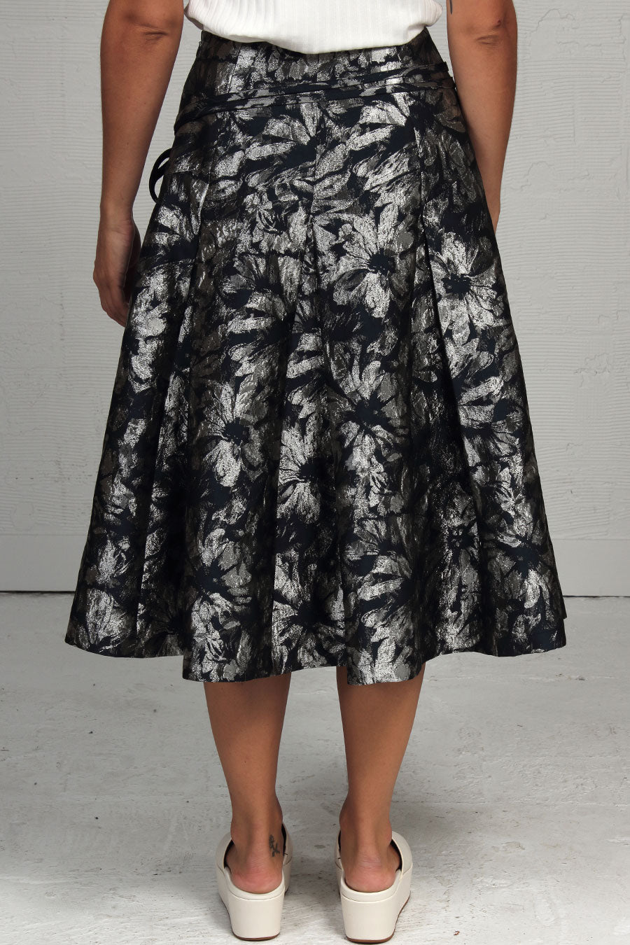 'Metallic' Floral Jacquard Spadina Skirt