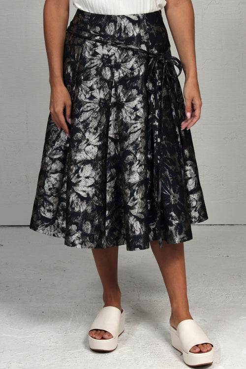 'Metallic' Floral Jacquard Spadina Skirt